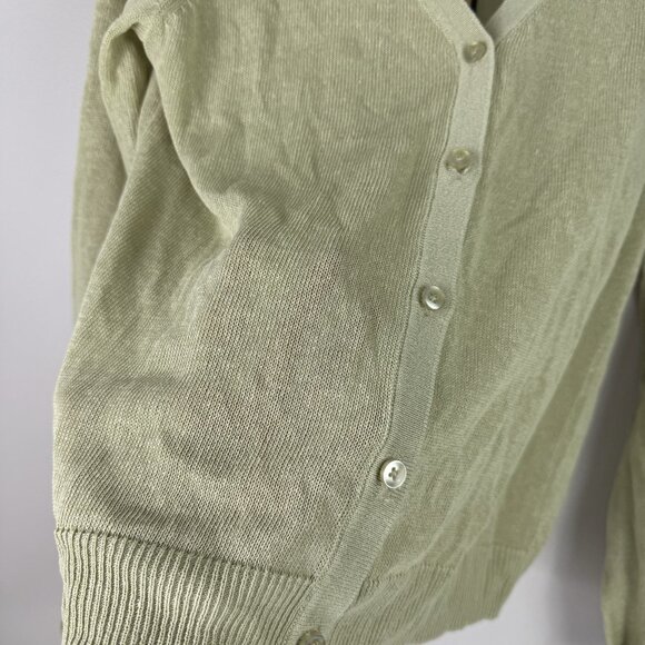Halogen Sage Green Linen Blend Lightweight Cardigan Sweater Small NWT Nordstrom - Picture 4 of 8